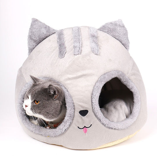 Katzenbett & Hund Nest – M38xπ38xυ35cm – Abnehmbares Kissen – Rutschfester Boden – Grau