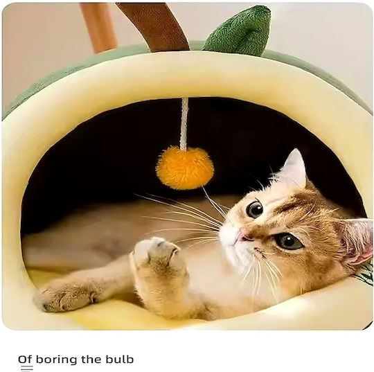 Semi-Enclosed Cat & Dog Nest Toy M40xW40xH33cm Removable Cushion Zipper & PP Cotton Non-Slip Bottom Green