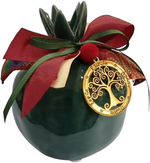 Kalliopi Silver Tabletop Lucky Charm Pomegranate Green Ceramic 2026 10x12cm 1pcs