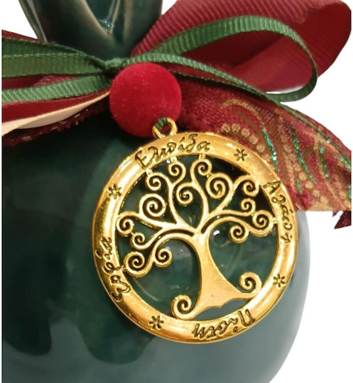 Kalliopi Silver Tabletop Lucky Charm Pomegranate Green Ceramic 2026 10x12cm 1pcs