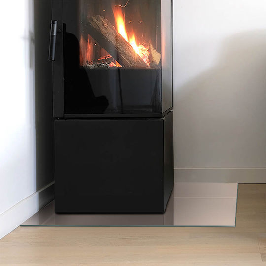 Kaminzubehör und -teile Tulup Platte Für Kamin Vorne Gehärtetes Glas Offene Braun 60x40 cm