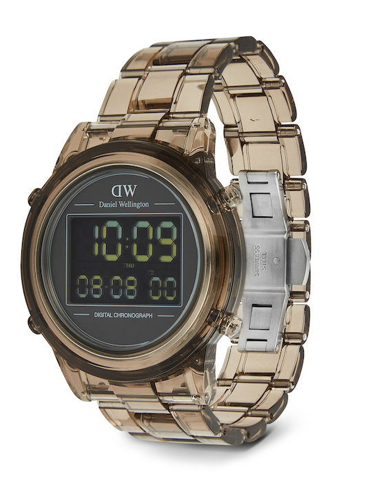 Daniel Wellington Ψηφιακό Ανδρικό Ρολόι 42mm Μπαταρίας σε Καφέ Χρώμα