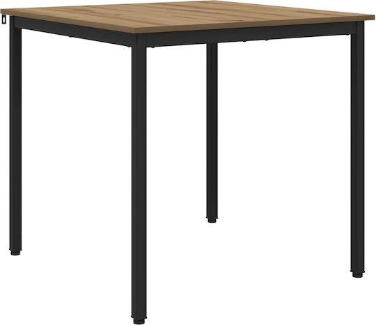 Artisan Dining Room Table Wooden with Metal Frame Brown 80x80x75cm