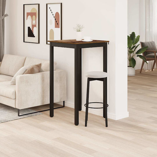 Bar Table Wooden with Metal Frame Brown 60x60x105cm
