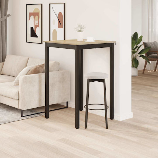 Table Dining Room Wooden with Metal Frame Gray 70x70x105cm