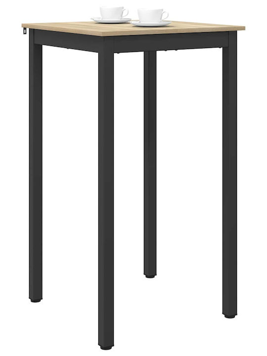Table Dining Room Wooden with Metal Frame Gray 60x60x105cm