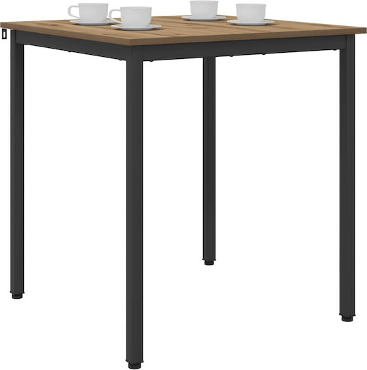 Artisan Dining Room Table Wooden with Metal Frame Brown 70x70x75cm