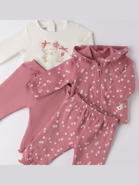 Kids Sweatpants Set Pink 4pcs