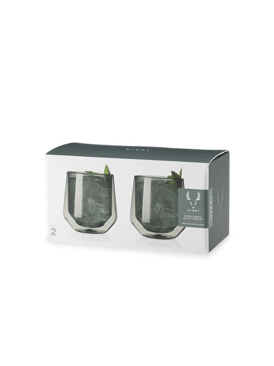 Aurora Set of Glasses Cocktail/Drinking / White Wine / Coffee/Freddo made of Glass in Gray Color 266ml 2pcs