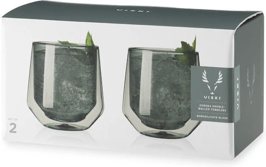 Aurora Set of Glasses Cocktail/Drinking / White Wine / Coffee/Freddo made of Glass in Gray Color 266ml 2pcs