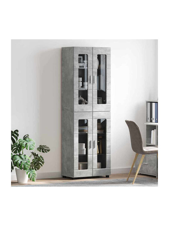 vidaXL Wohnzimmer Vitrine aus Spanplatte mit Verglasung Grau 60x35x182cm