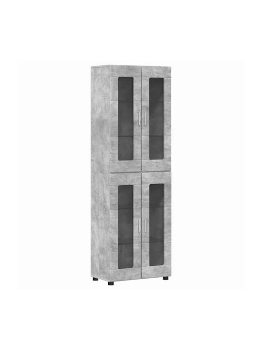 vidaXL Wohnzimmer Vitrine aus Spanplatte mit Verglasung Grau 60x35x182cm