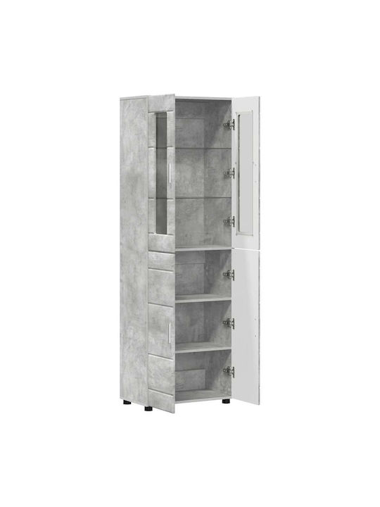 Highboard Επιδαπέδια Βιτρίνα Σαλονιού από Μοριοσανίδα με Τζάμι Γκρι 60x35x182cm