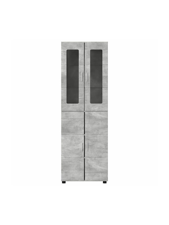 Highboard Επιδαπέδια Βιτρίνα Σαλονιού από Μοριοσανίδα με Τζάμι Γκρι 60x35x182cm