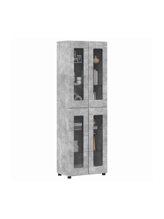 vidaXL Wohnzimmer Vitrine aus Spanplatte mit Verglasung Grau 60x35x182cm