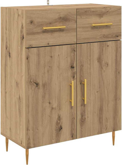 Highboard Hängende Wohnzimmer Vitrine aus Spanplatte in Artisan-Eiche mit Glas 69.5x34x180cm