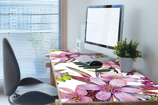 Schreibtischunterlagen Schutzmatte Tastatur Maus Rosa Blumen 120x60 cm