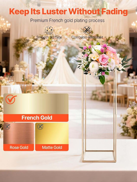 Wedding Flower Base Vevor 10 Pieces Flower Base Column 80cm Flower Bases Hidden Screw Rectangular Cubic Florist Shelf Wedding Party Birthday Home Gold Centerpiece Bases