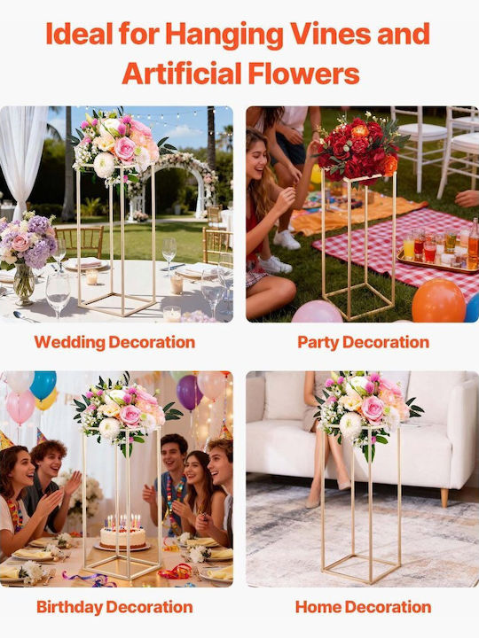 Wedding Flower Base Vevor 10 Pieces Flower Base Column 80cm Flower Bases Hidden Screw Rectangular Cubic Florist Shelf Wedding Party Birthday Home Gold Centerpiece Bases