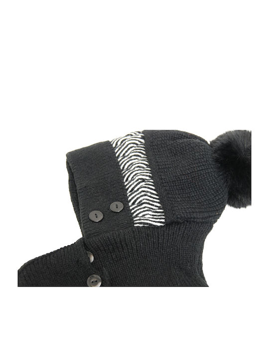 Set with Beanie Knitted in Black color