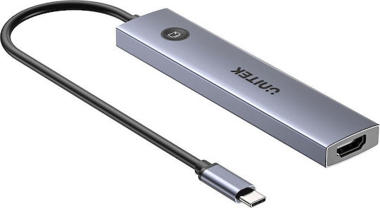 Unitek USB-C Docking Station με HDMI 4K PD Ασημί (H1124AGY01)