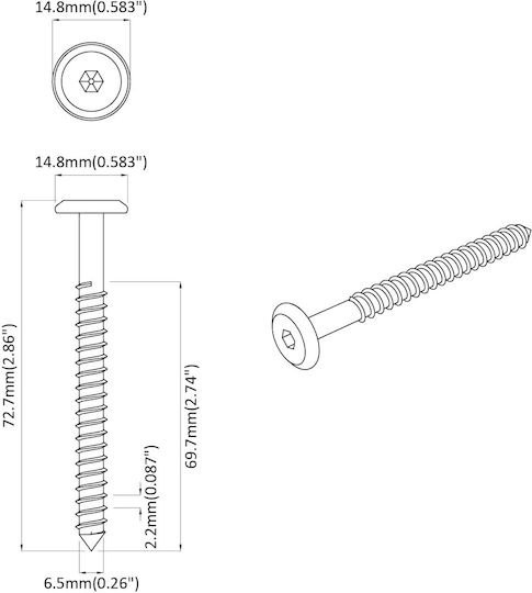 vidaXL Wood Bolts Hexagon with Length 6mm 1350pcs 18kg