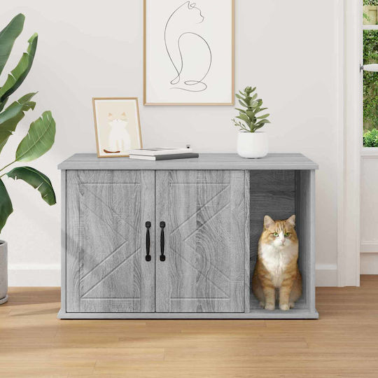 Vidaxl Cat House Gray Sonoma 85 x 55 x 50 cm Engineered Wood