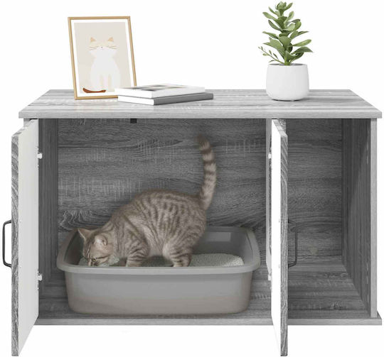 Vidaxl Cat House Gray Sonoma 85 x 55 x 50 cm Engineered Wood
