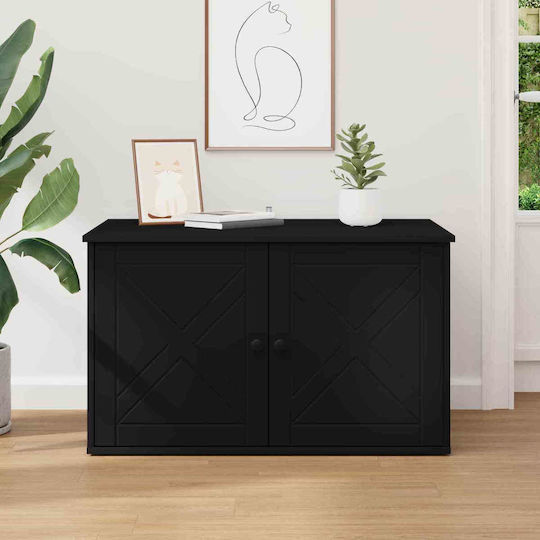 Vidaxl Σπίτι Γάτας Μαύρο 85 X 55 X 50,5 Εκ Επεξεργασμένο Ξύλο