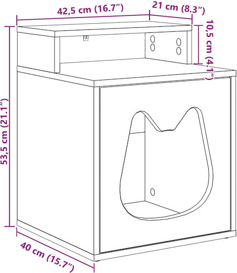 Vidaxl Casă Pentru Pisici Beton 42,5 X 40 X 53,5 Cm Lemn Prelucrat