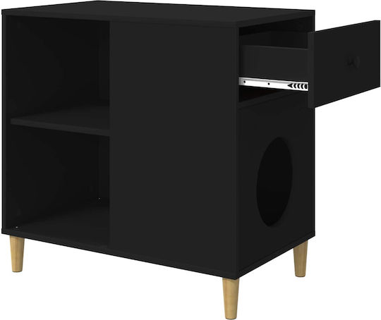 vidaxl Katzenbett Schwarz 72 x 42,5 x 70 cm aus bearbeitetem Holz