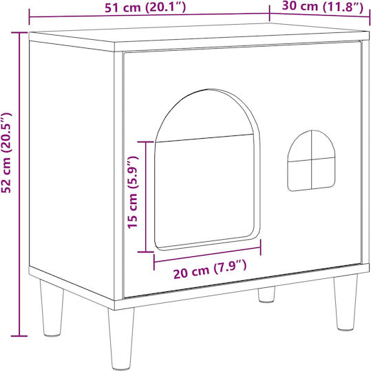 vidaxl Katzenbett Schwarz 51 x 30 x 52 cm aus bearbeitetem Holz