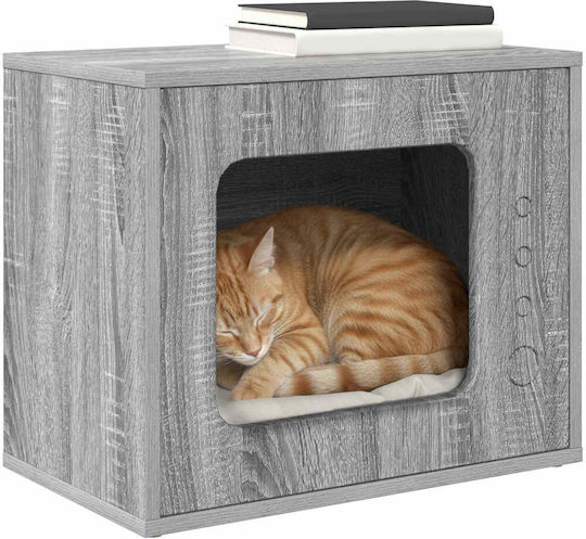 Vidaxl Casă Pentru Pisici Gri Sonoma 51 X 30 X 42 Cm Lemn Prelucrat