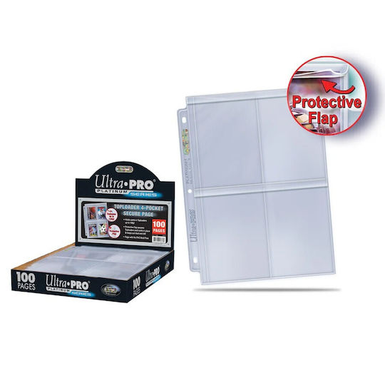 Ultra Pro 4-Fächer Sichere Platinum Kartenseiten 3 Kartenseiten 4-Fächer Standardgröße 100τμχ Transparente