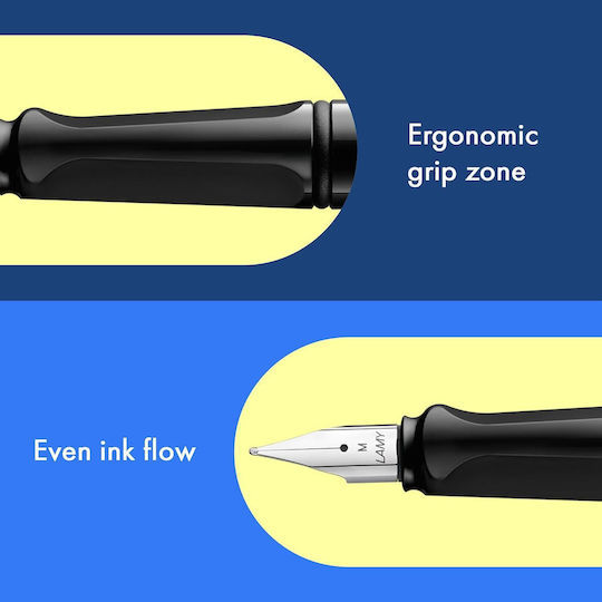 Lamy Safari Set Füllfederhalter Fein Schwarze aus Kunststoff mit Schwarzer Tintenfarbe