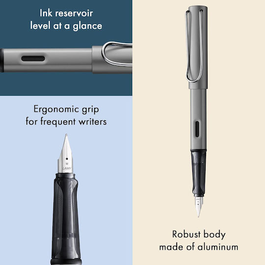 Lamy Al Star 026 Πένα Γραφής Medium Γκρι από Αλουμίνιο με Μπλε Μελάνι