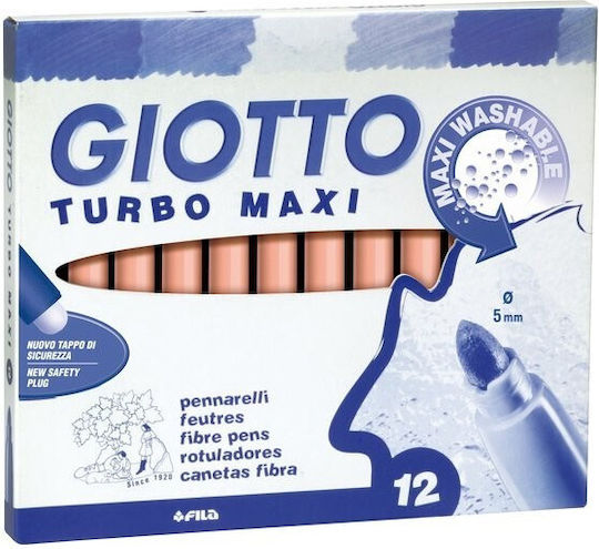 Giotto Turbo Maxi Πορτοκαλί Μαρκαδόροι Ζωγραφικής Χονδροί Σετ 12τμχ
