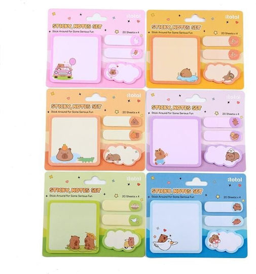 Σετ Αυτοκόλλητων Σελιδοδεικτών & Sticky Note Capybara Pink Itotal