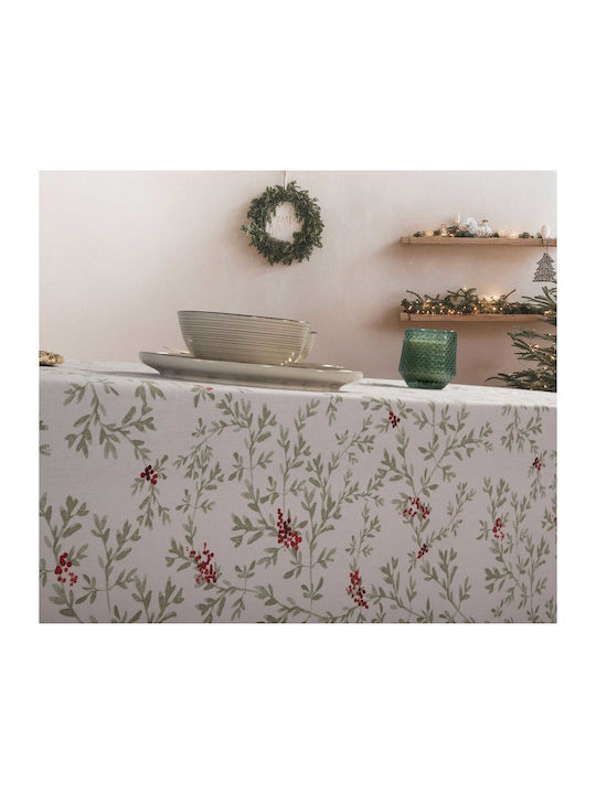 Nef-Nef Homeware Hope Christmas Tablecloth Fabric Beige L240xW140cm.