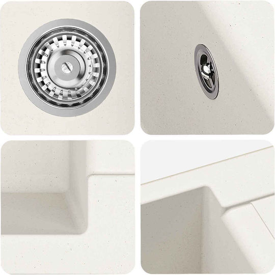 vidaXL 42028399 Ένθετος από Συνθετικό Γρανίτη Μ62xΠ50cm Λευκός