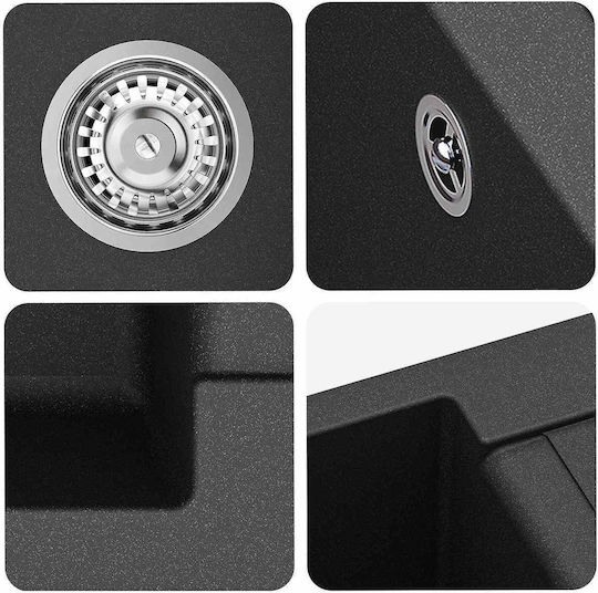 vidaXL 42028400 Ένθετος από Συνθετικό Γρανίτη Μ78xΠ50cm Μαύρος