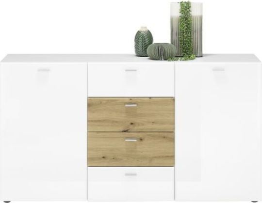 Bufet Sari din Lemn cu Sertare Alb 150x81x40cm