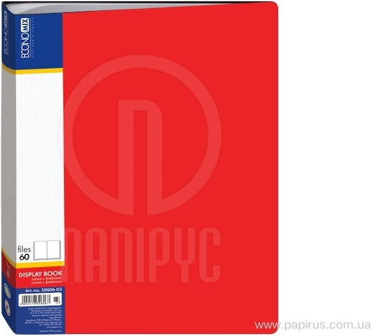 Clipboard Flexible with 60 plastic sleeves Slides for Paper A4 Red 1pcs