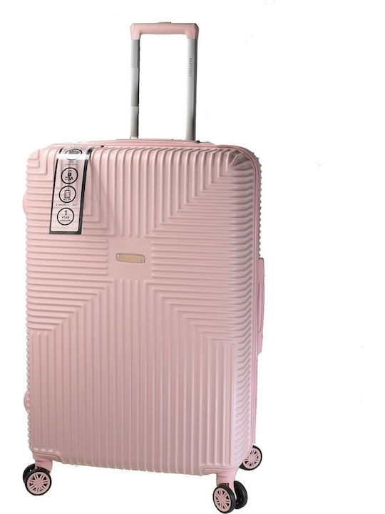 Bartuggi Großer Hartreise-Koffer Rosa mit 4 Rädern Höhe 77cm