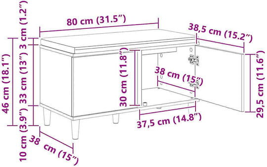 Eingangsmöbel mit Bank Old Wood 60x38x46cm