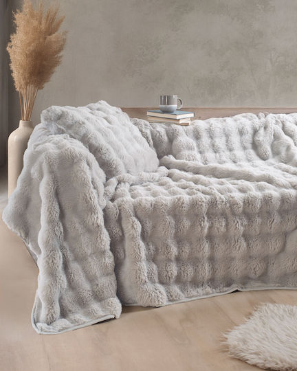 Rythmos Rabbit Ριχτάρι Τριθέσιου Καναπέ Γούνινο 180x280εκ. Γκρι