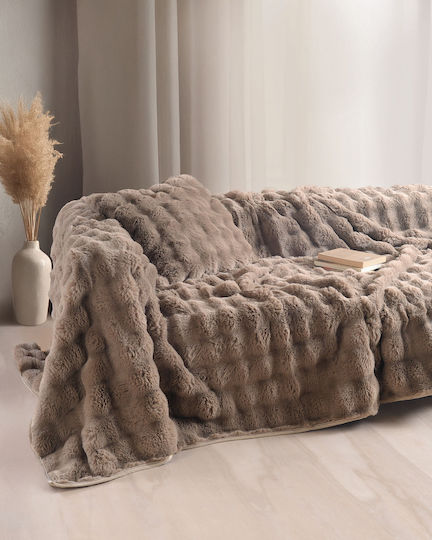 Rythmos Rabbit Ριχτάρι Τριθέσιου Καναπέ Γούνινο 180x280εκ. Γκρι
