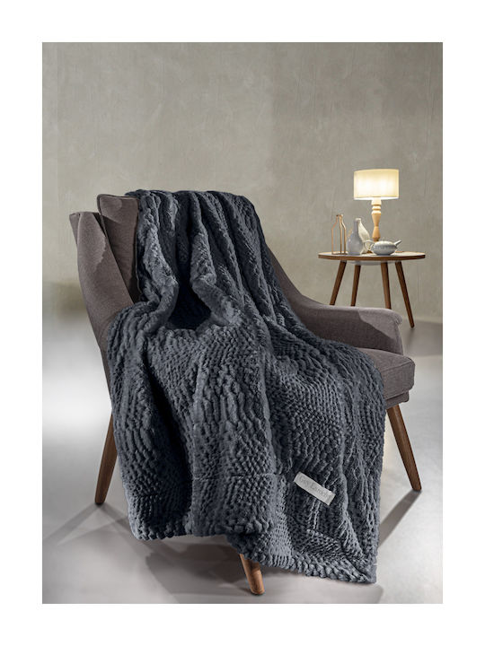 Three-Seater Sofa Throw Crusty Carbon 170x300 + Pillowcase 48x48+3