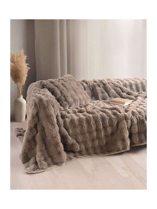 Rythmos Rabbit Sofa Throw Fur 180x240cm Gray