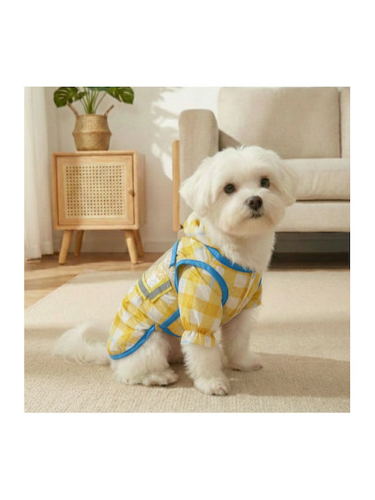 Bonnie Medium Waterproof Dog Jumpsuit Yellow Plaid Transparent Visor